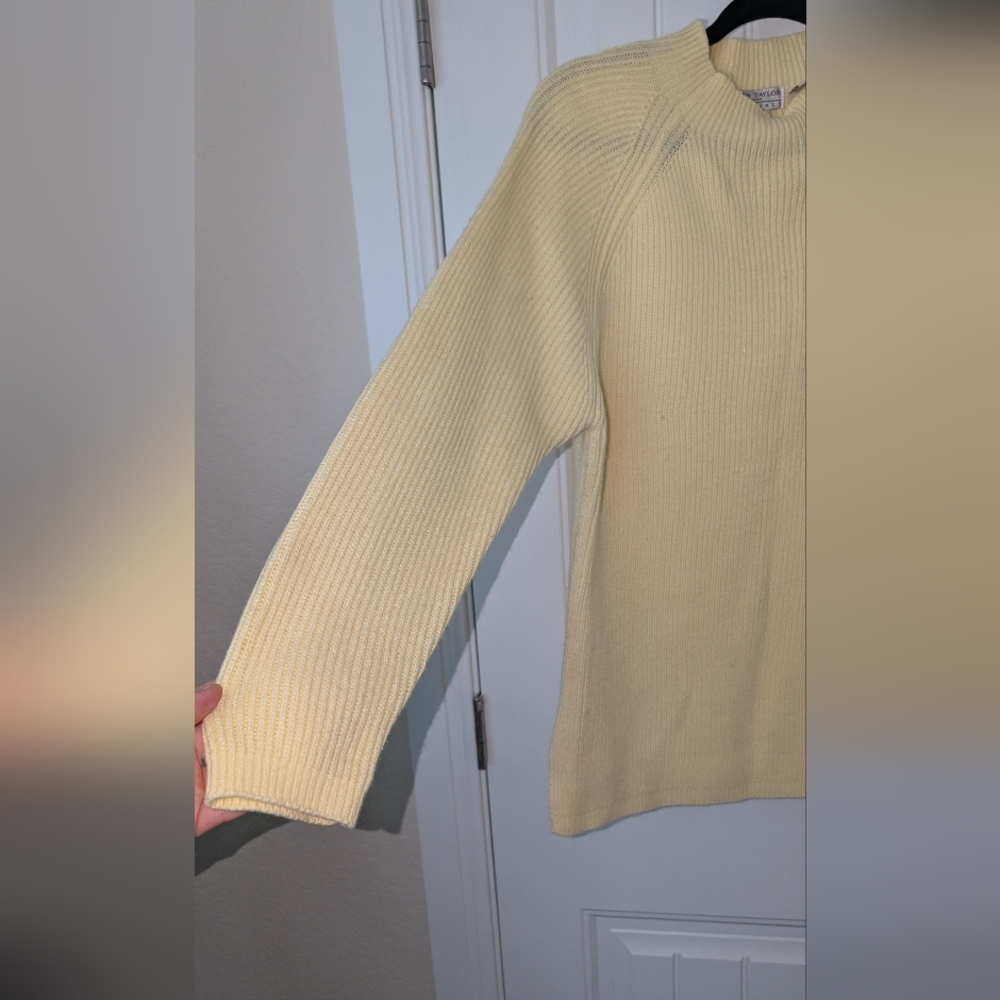 VTG Butter Yellow Mockneck Sweater M - Picture 3 of 4